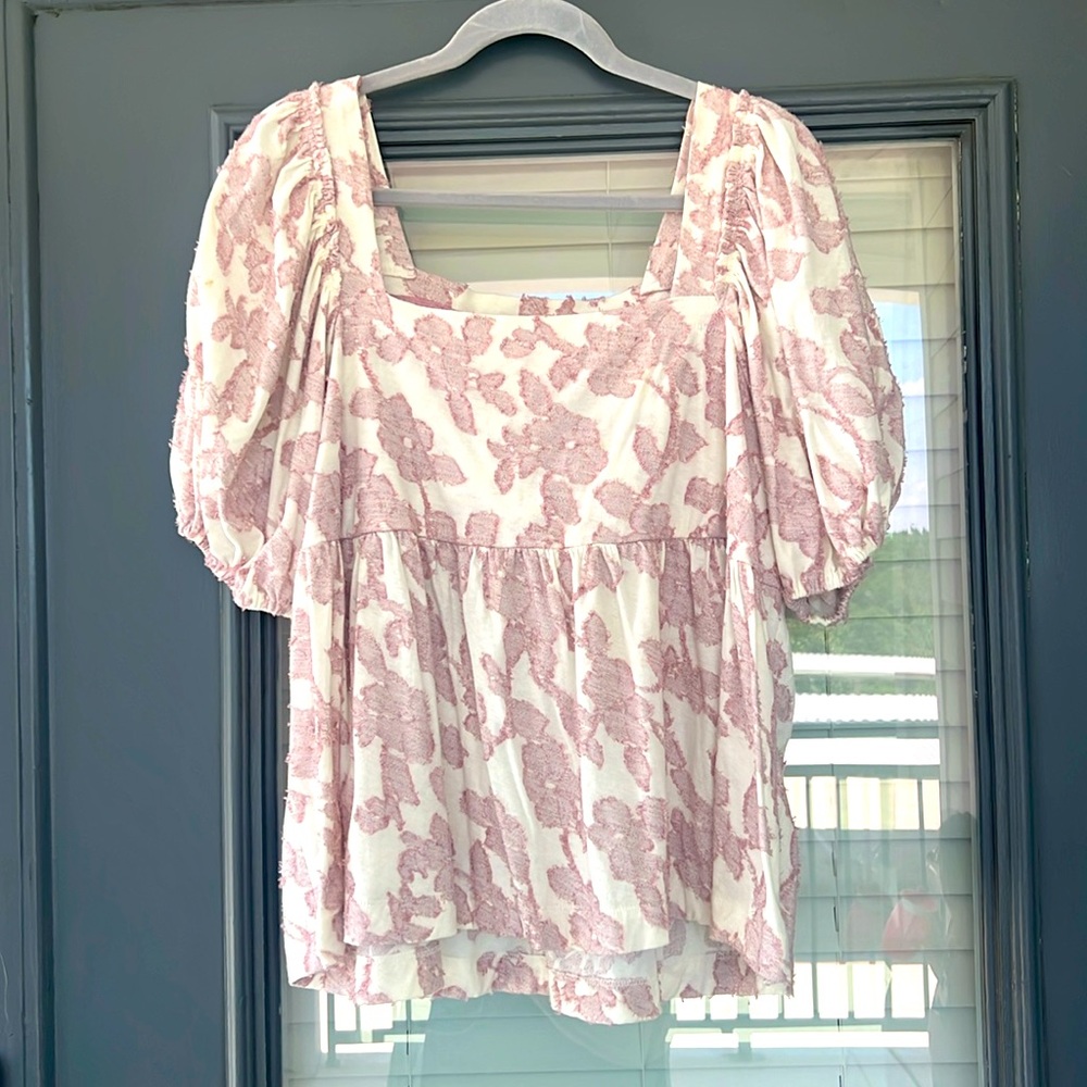 Anthropologie XL blouse. Material has a terry cloth feel to it with the flowers.